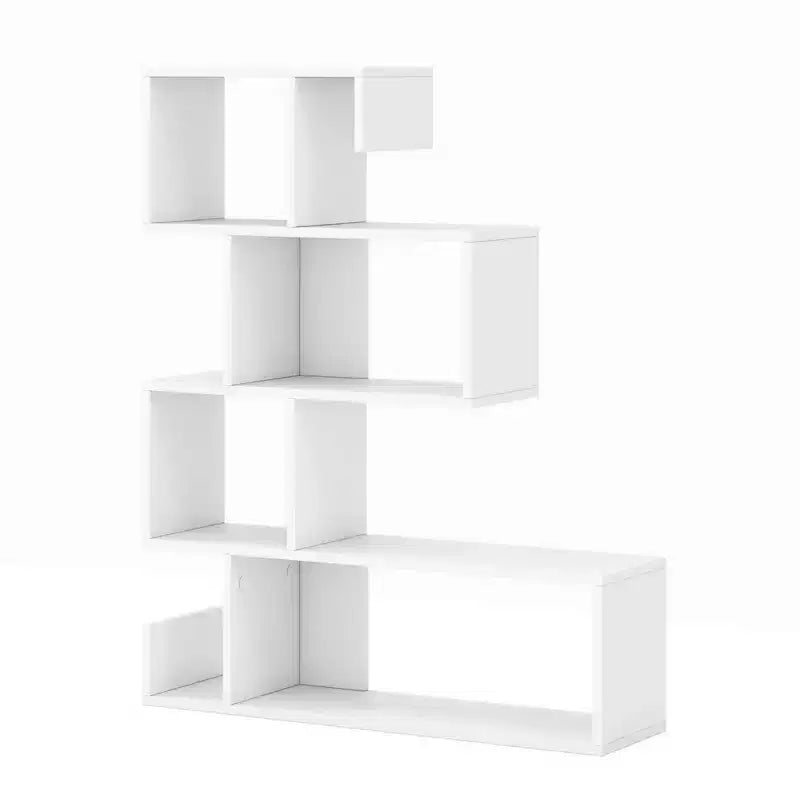 Costway 1/2 PCS S-shaped Bookshelf Freestanding Stepped Etagere Bookcase with Anti-tipping Kits White