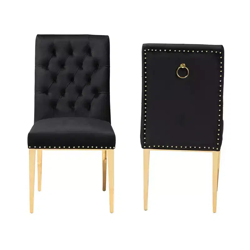 Sedia da pranzo Caspera in velluto e metallo, stile glam contemporaneo e lussuoso