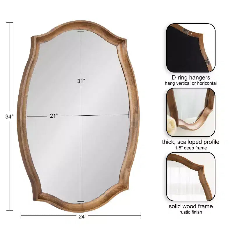 Kate & Laurel All Things Decor 24x34 Hatherleigh Scallop Wall Mirror