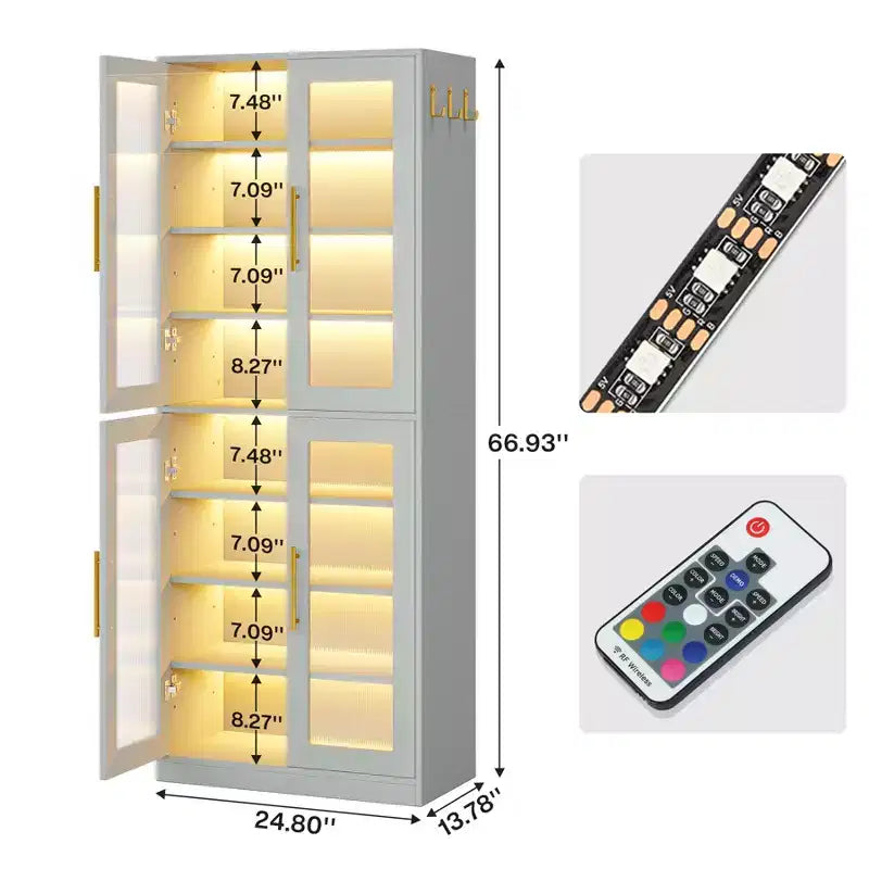 Tribesigns Shoe Cabinet with LED Lights, 8-Tier Shoe Organizer Storage Rack with Adjustable Shelf