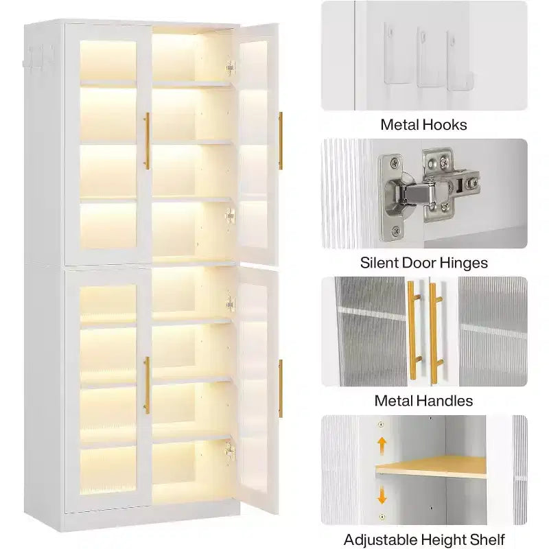 Tribesigns Shoe Cabinet with LED Lights, 8-Tier Shoe Organizer Storage Rack with Adjustable Shelf
