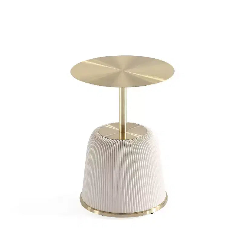 Manhattan Comfort Anderson Modern Leatherette Upholstered End Table with Gold Tabletop