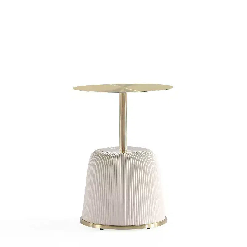 Manhattan Comfort Anderson Modern Leatherette Upholstered End Table with Gold Tabletop