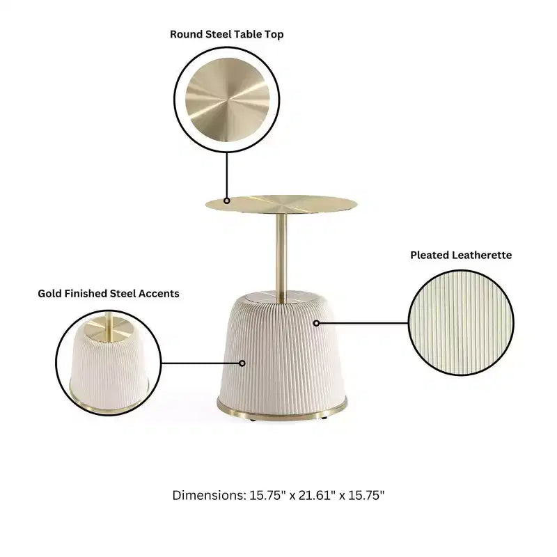 Manhattan Comfort Anderson Modern Leatherette Upholstered End Table with Gold Tabletop