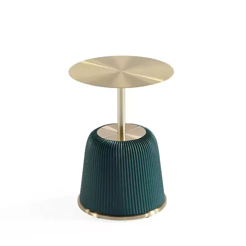 Manhattan Comfort Anderson Modern Leatherette Upholstered End Table with Gold Tabletop