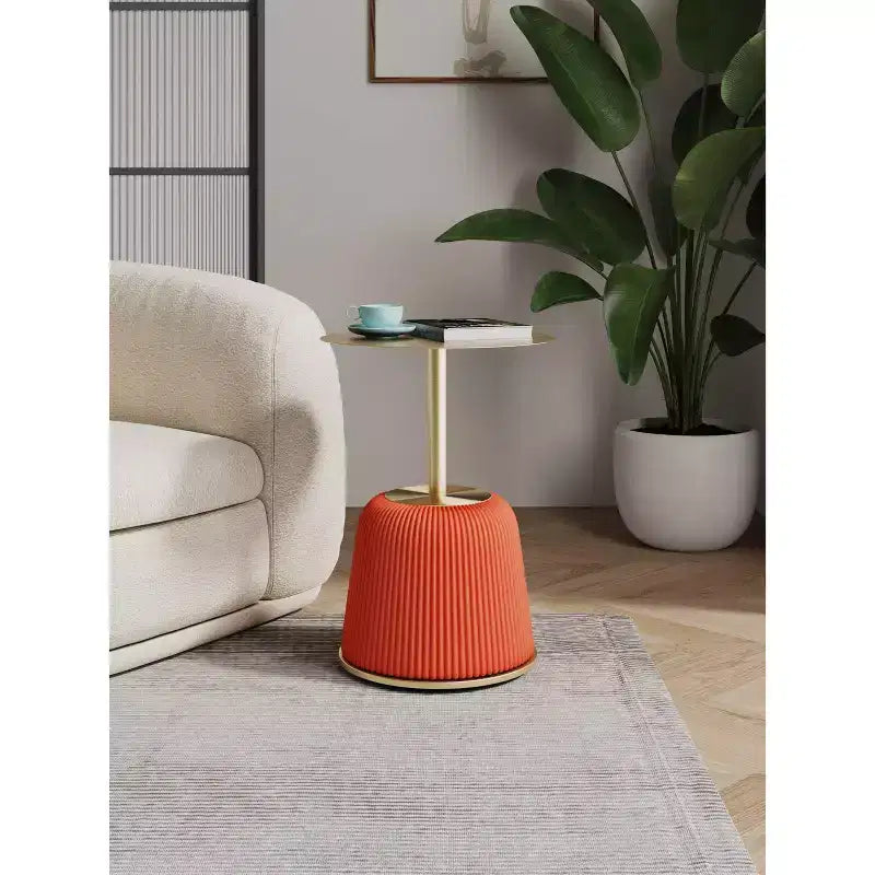 Manhattan Comfort Anderson Modern Leatherette Upholstered End Table with Gold Tabletop