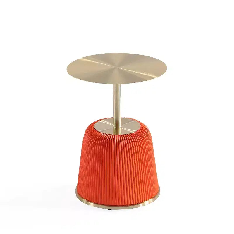 Manhattan Comfort Anderson Modern Leatherette Upholstered End Table with Gold Tabletop