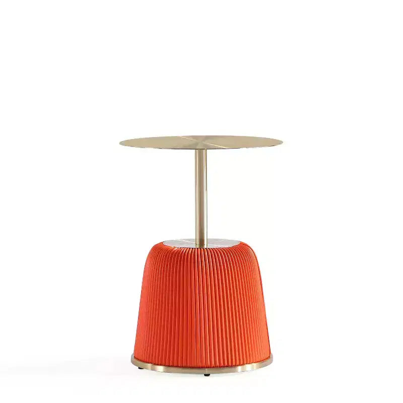 Manhattan Comfort Anderson Modern Leatherette Upholstered End Table with Gold Tabletop