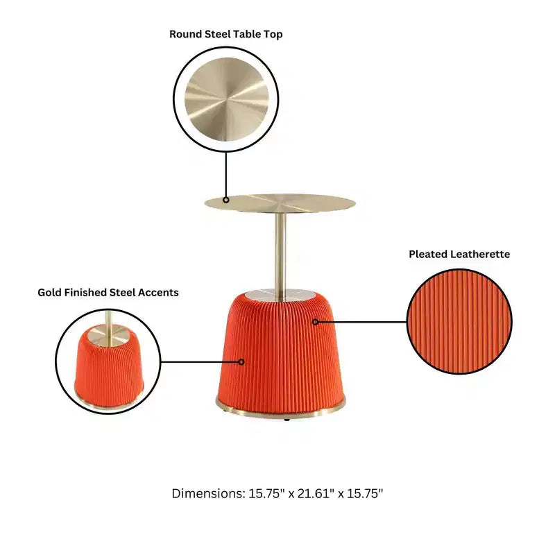 Manhattan Comfort Anderson Modern Leatherette Upholstered End Table with Gold Tabletop