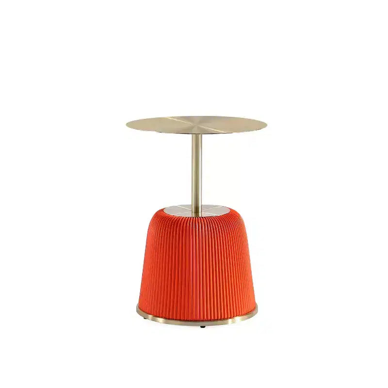 Manhattan Comfort Anderson Modern Leatherette Upholstered End Table with Gold Tabletop