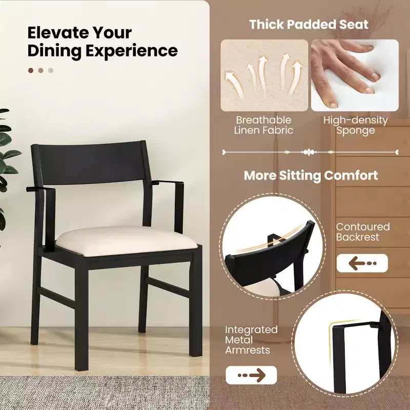 Costway 4 Pieces Dining Table Set Kitchen Table with 2 Armchairs & 1 Bench for 4 Coffee/Black