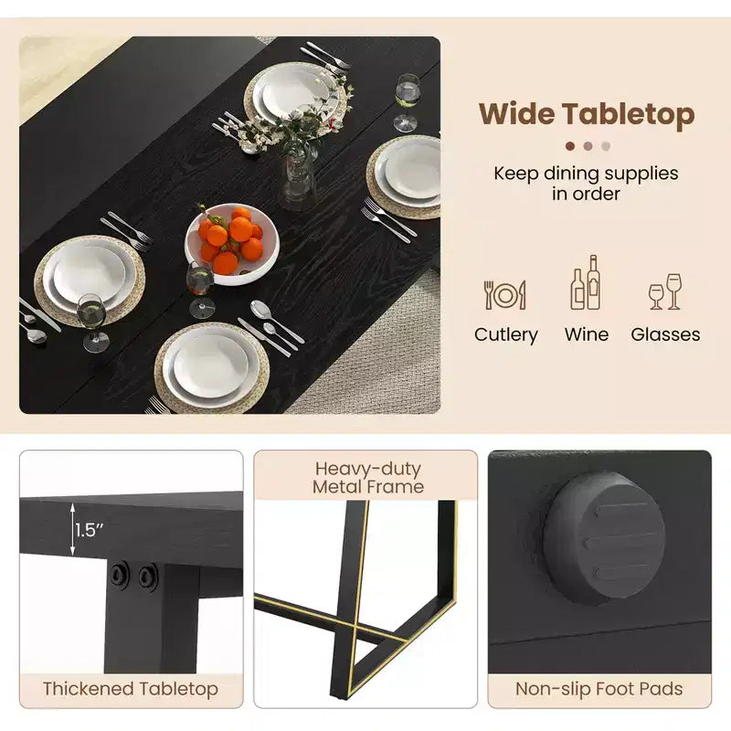 Costway 4 Pieces Dining Table Set Kitchen Table with 2 Armchairs & 1 Bench for 4 Coffee/Black