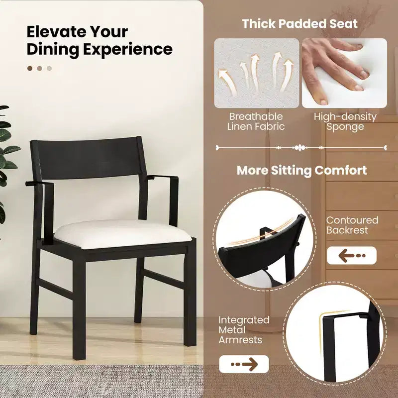 Costway 4 Pieces Dining Table Set Kitchen Table with 2 Armchairs & 1 Bench for 4 Coffee/Black