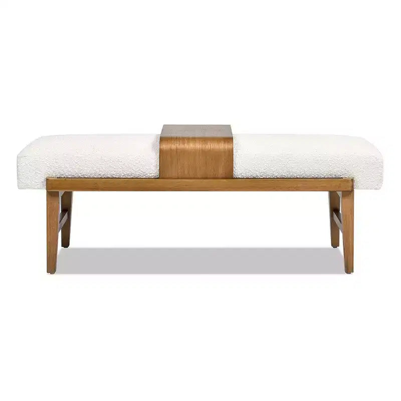 Billie 52 Modern Telephone Bench with Sliding Shelf, Ivory White Boucle
