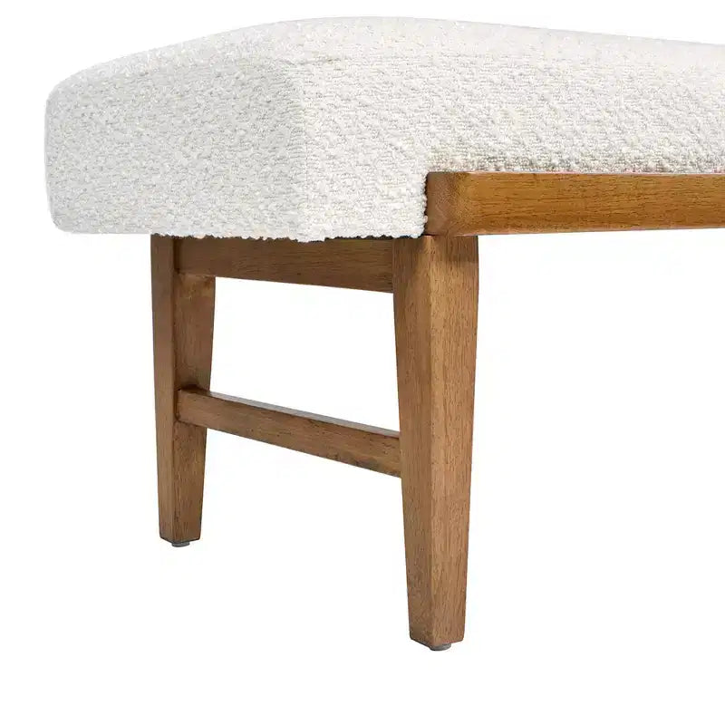 Billie 52 Modern Telephone Bench with Sliding Shelf, Ivory White Boucle
