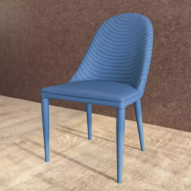 LeisureMod Seville Modern Dining Chair  Armless Upholstered Leather with Metal Legs, Contemporary Kitchen & Dining Room Accent Chair