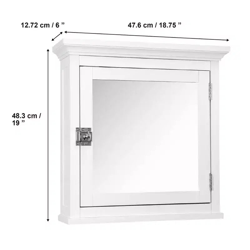 Teamson Home Madison Removable Wooden Medicine Cabinet with Mirrored Door, White