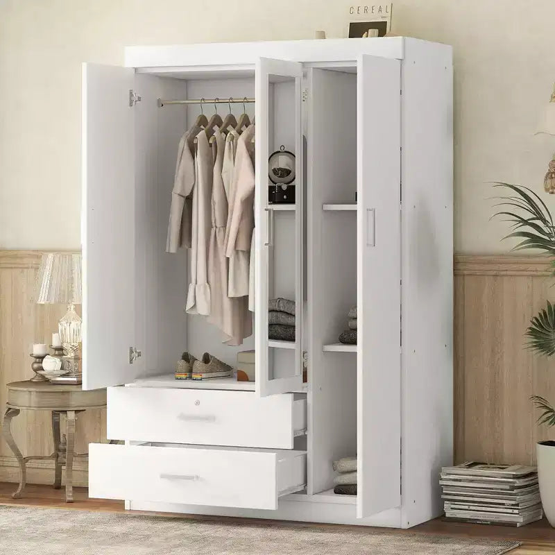 3-Door Wardrobe with Shelves and 2 Drawers, Clothing Armoire 4A - ModernLuxe