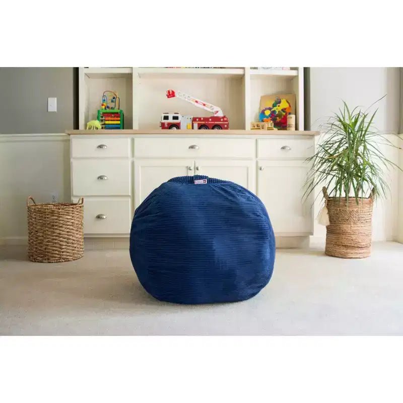 Housse de rangement pour animaux en peluche et jouets Creative QT Stuff 'n Sit Grande (33 po) – Velours côtelé bleu roi