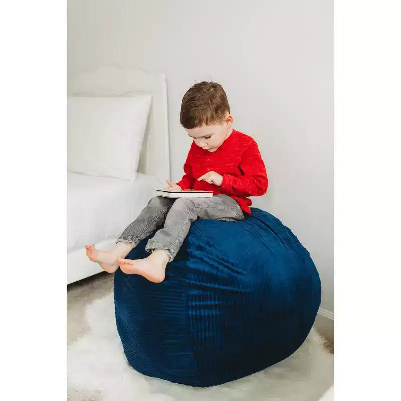 Housse de rangement pour animaux en peluche et jouets Creative QT Stuff 'n Sit Grande (33 po) – Velours côtelé bleu roi