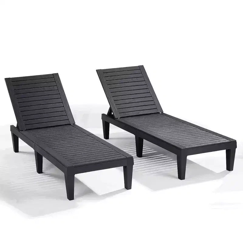 Nestl Waterproof Chaise Lounge Chair, Adjustable Lightweight Black Outdoor Patio Chairs