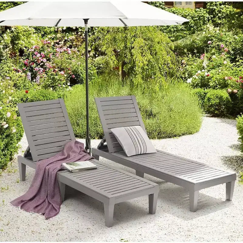Nestl Waterproof Chaise Lounge Chair, Adjustable Lightweight Black Outdoor Patio Chairs