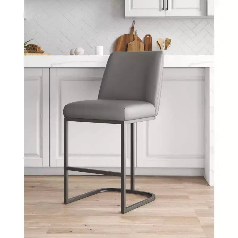 Manhattan Comfort Serena Leatherette Upholstered Metal Counter Height Barstool