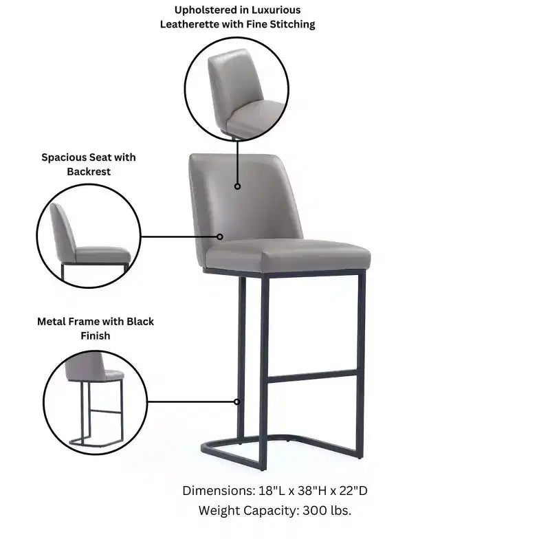 Manhattan Comfort Serena Leatherette Upholstered Metal Counter Height Barstool