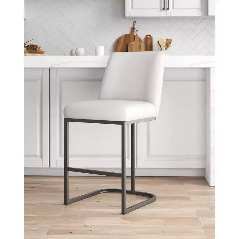 Manhattan Comfort Serena Leatherette Upholstered Metal Counter Height Barstool
