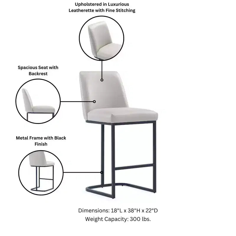 Manhattan Comfort Serena Leatherette Upholstered Metal Counter Height Barstool