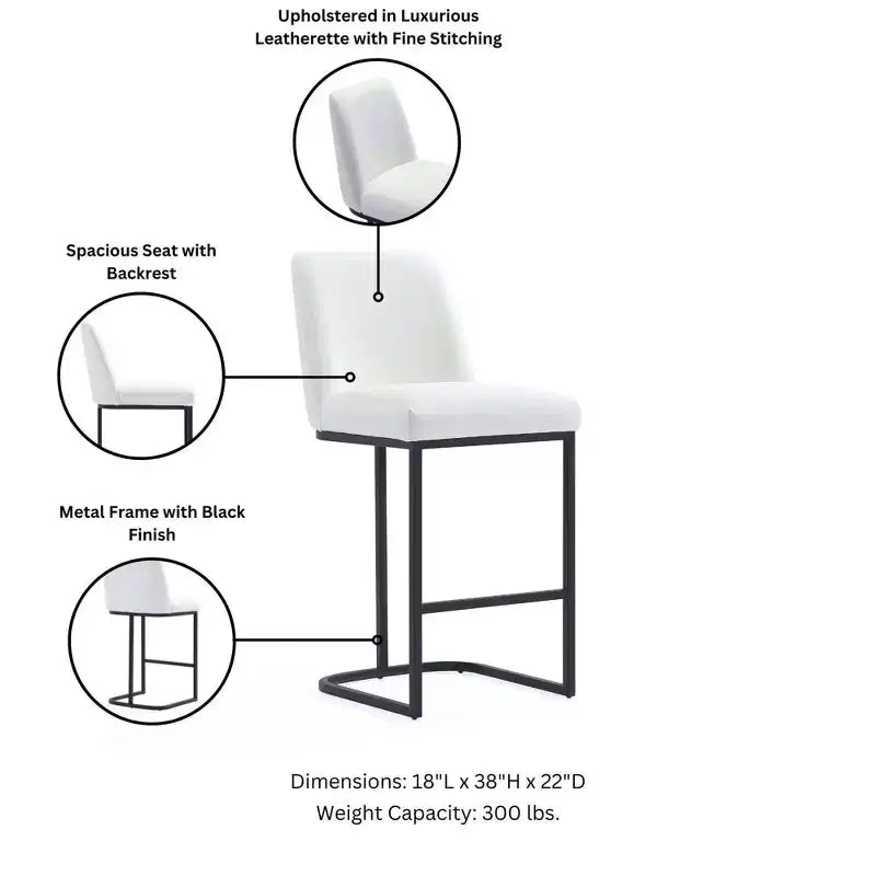 Manhattan Comfort Serena Leatherette Upholstered Metal Counter Height Barstool