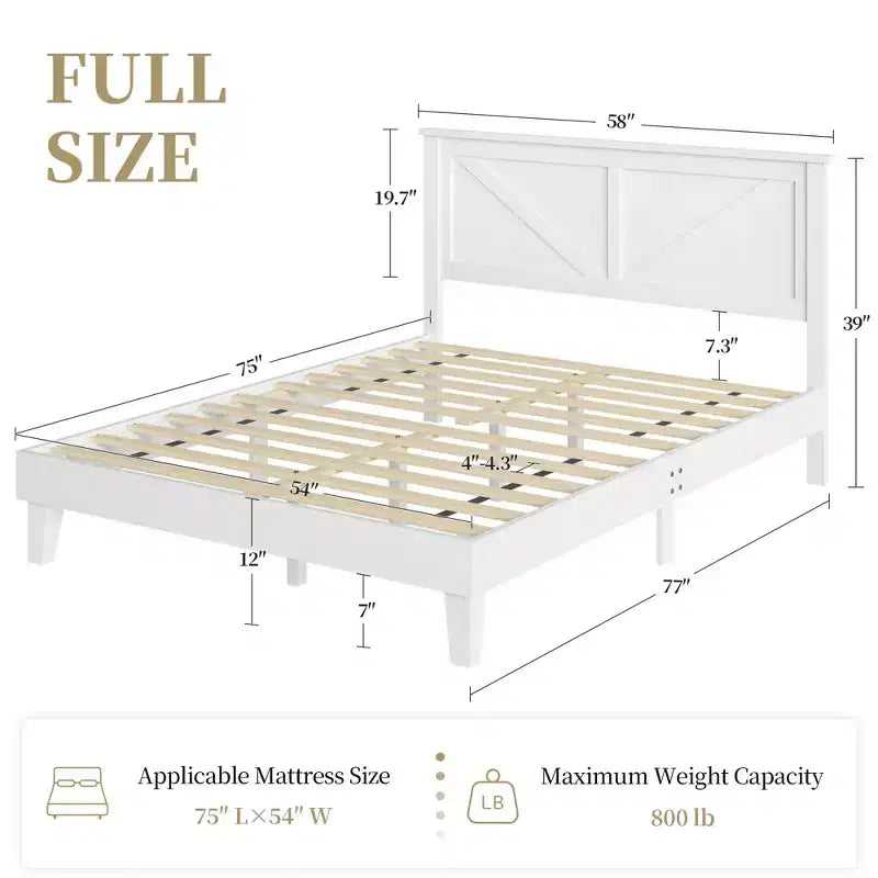 Yaheetech Farmhouse Wooden Bedframe