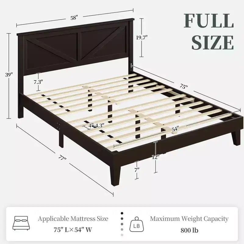Yaheetech Farmhouse Wooden Bedframe