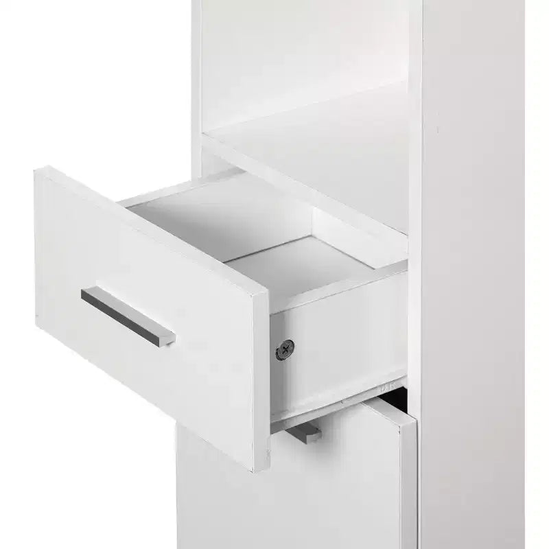 Basicwise 71.5 Corner Shelf Floor Cabinet with 2 Doors, 1 Drawer, Linen Tower Cabinet, Perfect for Bathroom, Living Room, Kitchen or Home Office