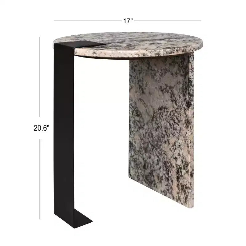 JONATHAN Y Lyra 20.66 Contemporary Natural Marble/Metal Handmade Round End Table