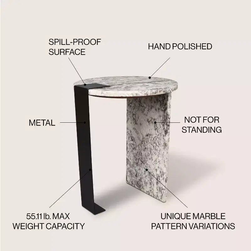 JONATHAN Y Lyra 20.66 Contemporary Natural Marble/Metal Handmade Round End Table