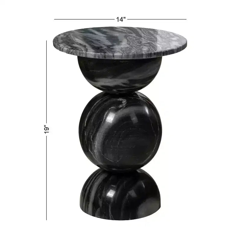 JONATHAN Y Aura 19 Modern Natural Marble Handmade Stacked Round Pedestal End Table