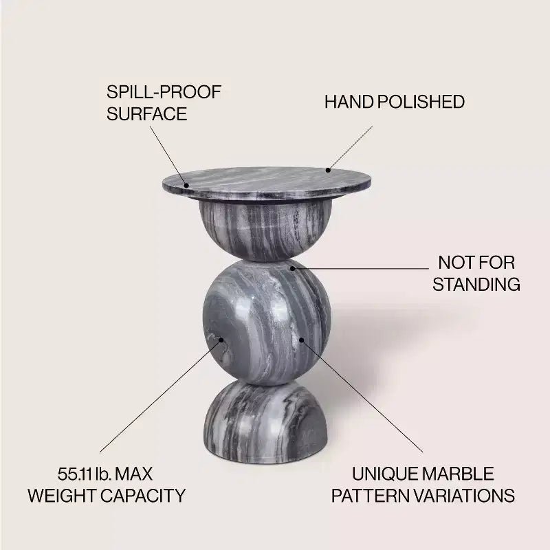 JONATHAN Y Aura 19 Modern Natural Marble Handmade Stacked Round Pedestal End Table