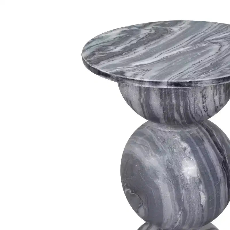 JONATHAN Y Aura 19 Modern Natural Marble Handmade Stacked Round Pedestal End Table
