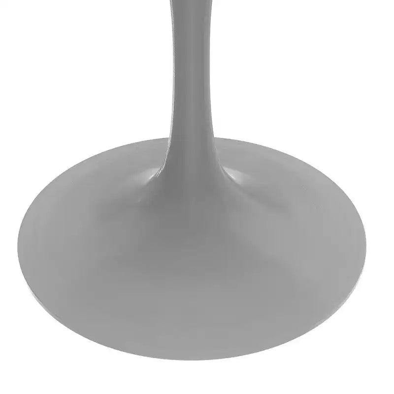 LeisureMod Verve Mid-Century Modern Table with a 48 Round MDF Tabletop and White Steel Pedestal Base for Kitchen and Dining Room in Dark Maple