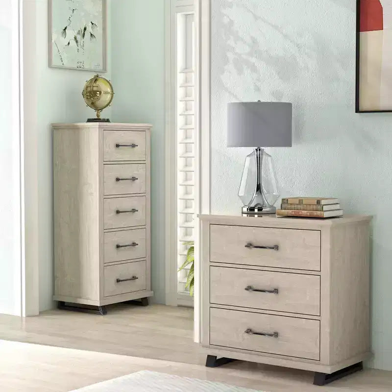 Festivo 2pc Contemporary 5 Drawer Chest and 3 Drawer Nightstand Set