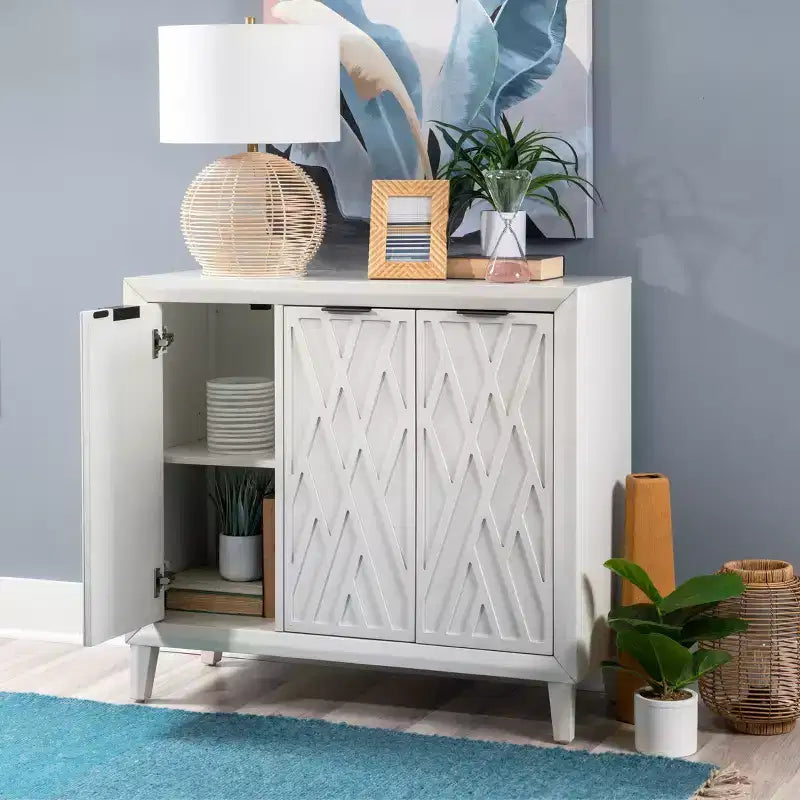 Powell Kilbuck Solid Wood 3 Doors and 2 Adjustable Shelves Accent Cabinet