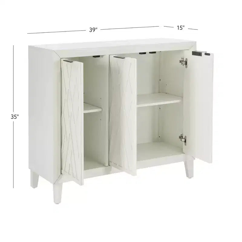 Powell Kilbuck Solid Wood 3 Doors and 2 Adjustable Shelves Accent Cabinet