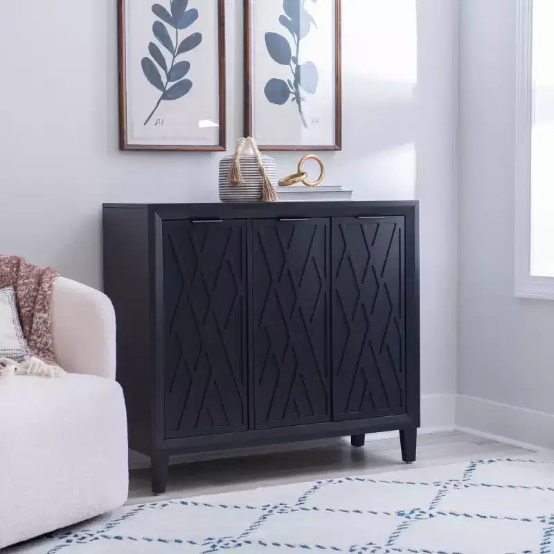 Powell Kilbuck Solid Wood 3 Doors and 2 Adjustable Shelves Accent Cabinet