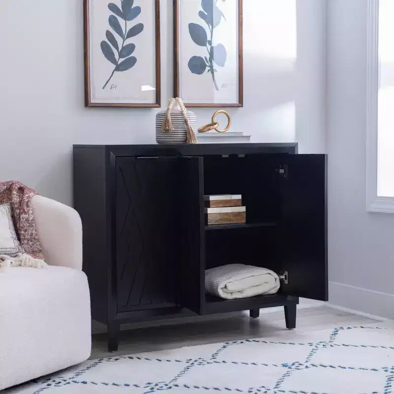 Powell Kilbuck Solid Wood 3 Doors and 2 Adjustable Shelves Accent Cabinet