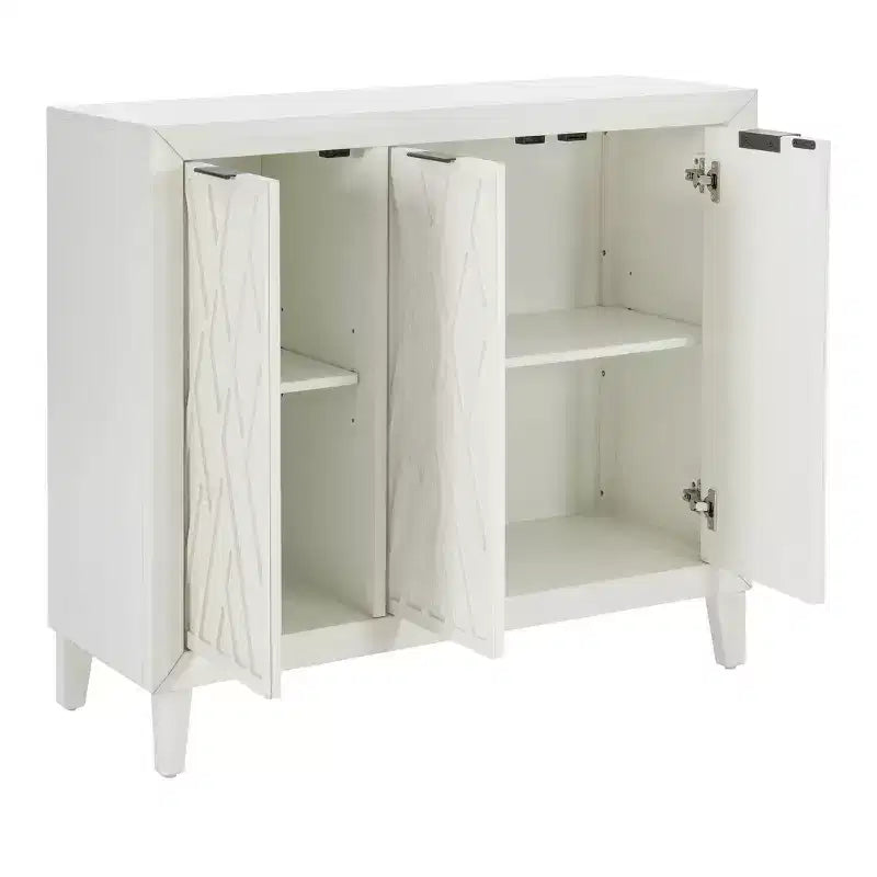 Powell Kilbuck Solid Wood 3 Doors and 2 Adjustable Shelves Accent Cabinet