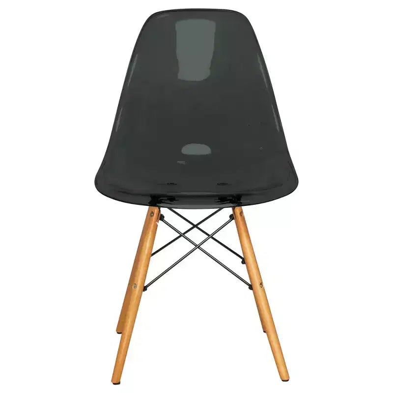 LeisureMod Cresco (Set of 2) Mid-Century Modern Acrylic Dining Chairs with Wooden Dowel Eiffel Legs  Kitchen & Dining Room Chairs