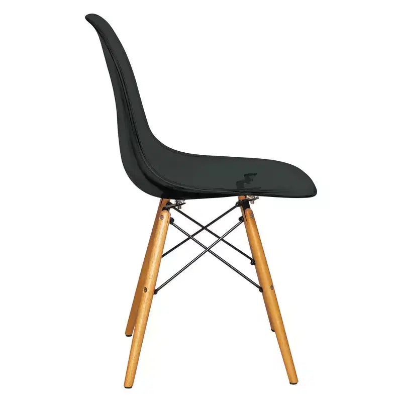 LeisureMod Cresco (Set of 2) Mid-Century Modern Acrylic Dining Chairs with Wooden Dowel Eiffel Legs  Kitchen & Dining Room Chairs