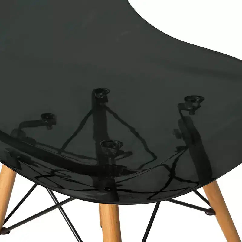 LeisureMod Cresco (Set of 2) Mid-Century Modern Acrylic Dining Chairs with Wooden Dowel Eiffel Legs  Kitchen & Dining Room Chairs