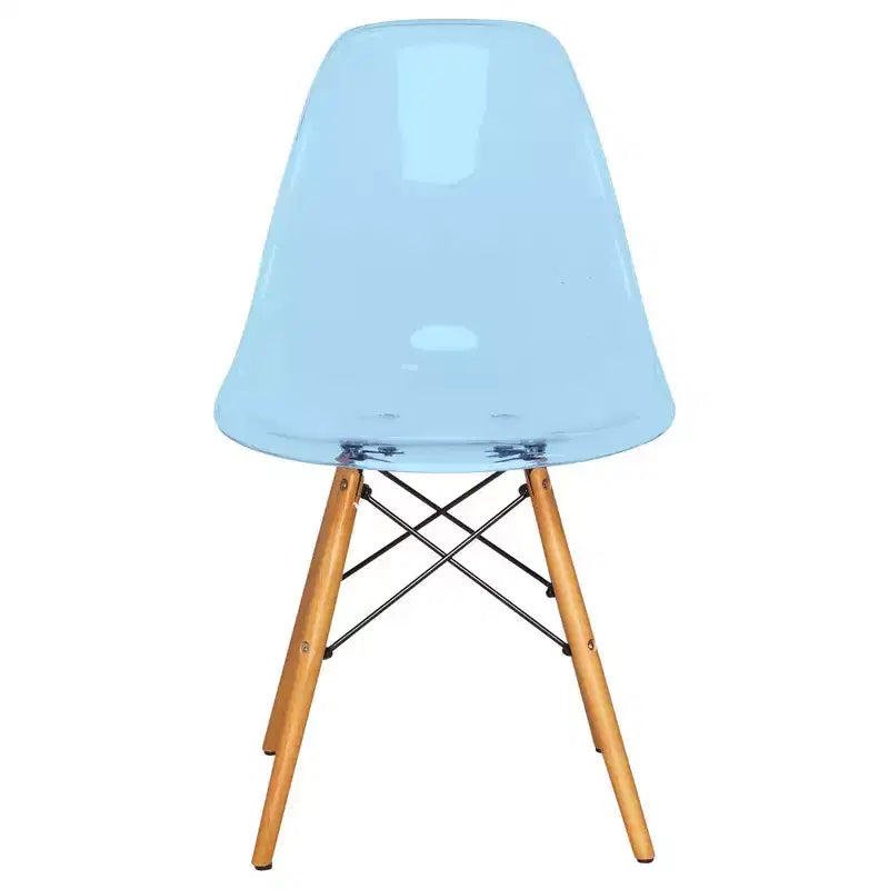 LeisureMod Cresco (Set of 2) Mid-Century Modern Acrylic Dining Chairs with Wooden Dowel Eiffel Legs  Kitchen & Dining Room Chairs